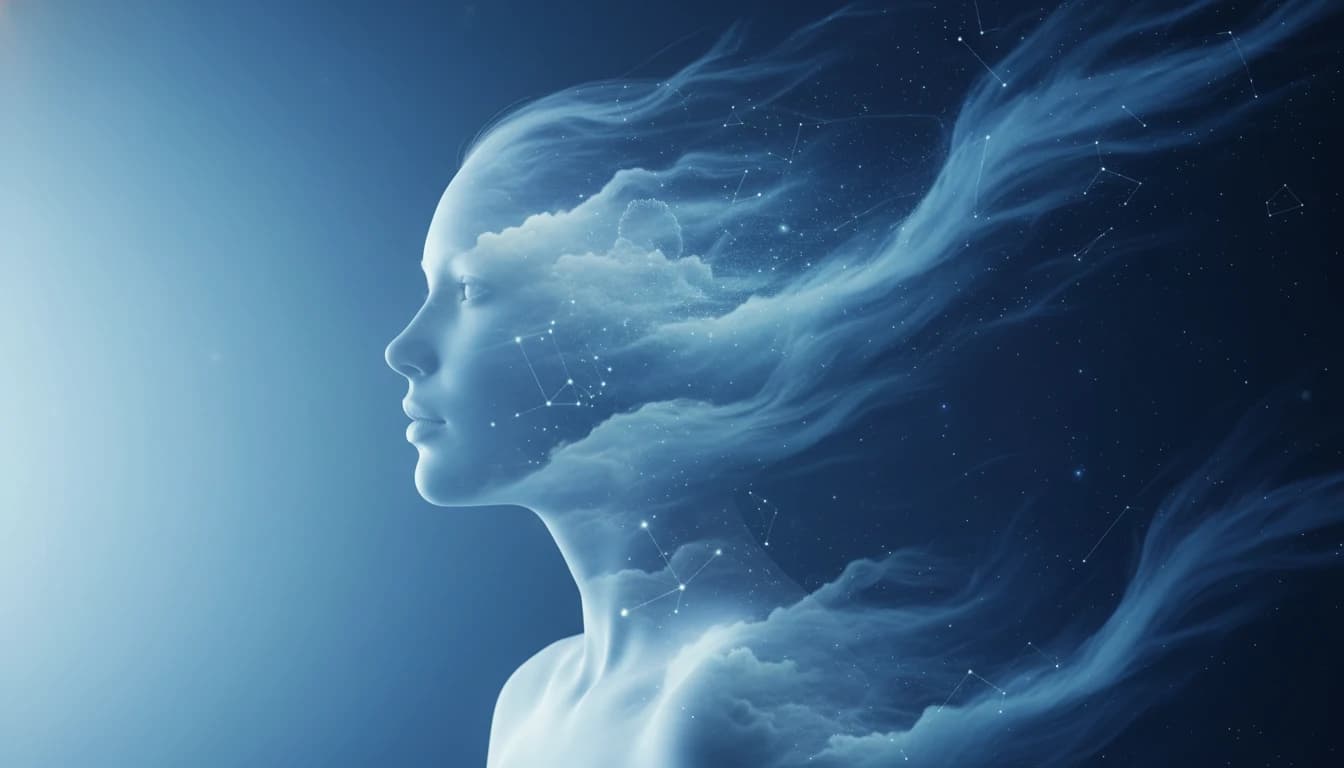 Blue twilight double exposure portrait showing cinematic mood control in Nano Banana 2 AI image generator